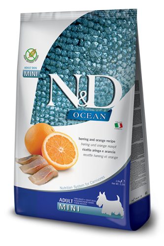 N&D Ocean hering és narancs felnőtt Mini 2,5 kg