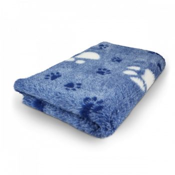 Vetbed  100 x 150 cm kék ,   fehér tappancsokkal