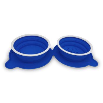   Összecsukható szilikon utazó kutyatál 2 in 1  500 ml kék 