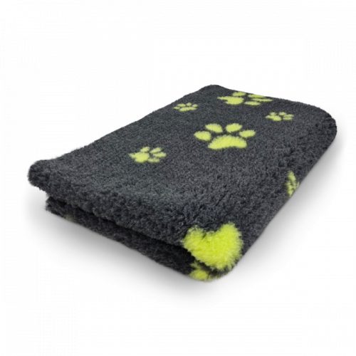 Vetbed 75 x 100  cm szürke - zöld  tappancsokkal